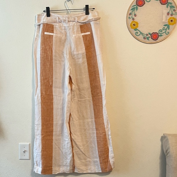 Ett:twa By Anthropologie Striped Linen Trousers With Linen Belt - Picture 16 of 16